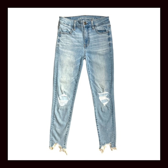 American Eagle Super Stretch Distressed Hi-Rise Jegging Crop - Picture 1 of 4